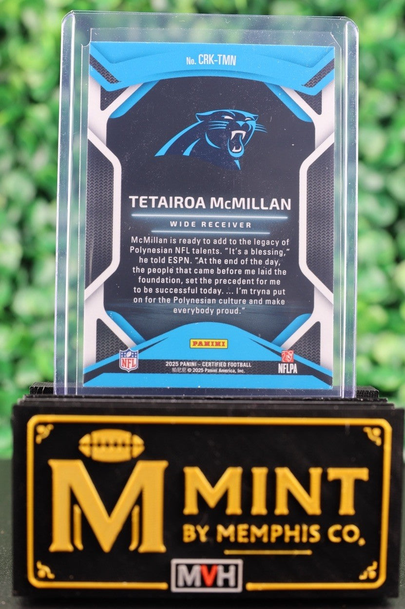 TETAIROA MCMILLAN 2025 PANINI CERTIFIED- CERTIFIED ROOKIES RC PANTHERS