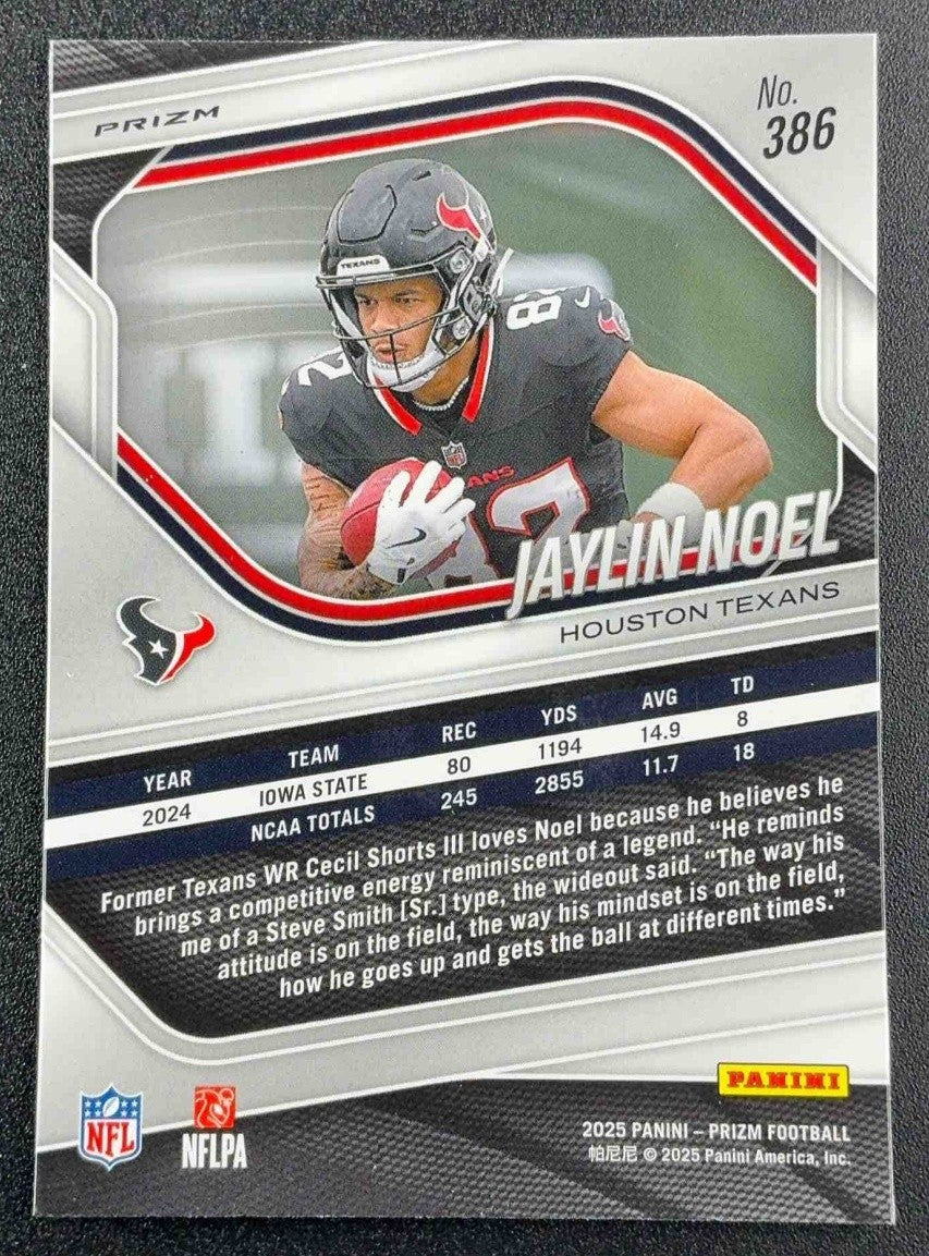 JAYLIN NOEL 2025 PANINI PRIZM #386 NEON GREEN PULSAR RC TEXANS