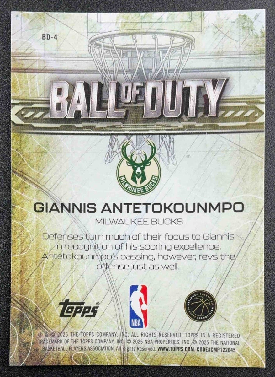 GIANNIS ANTETOKOUNMPO 2025-26 TOPPS CHROME #BD-4 BALL OF DUTY BUCKS
