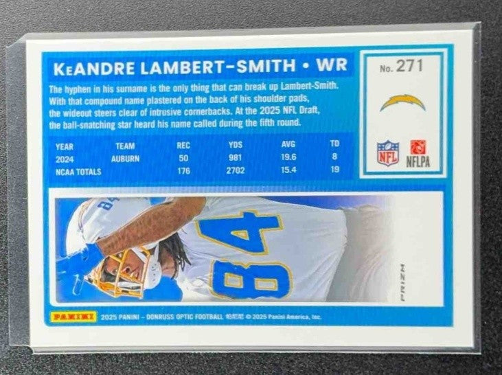 2025 Panini Donruss Optic KeAndre Lambert-Smith Rated Rookie Blue Hyper Prizm