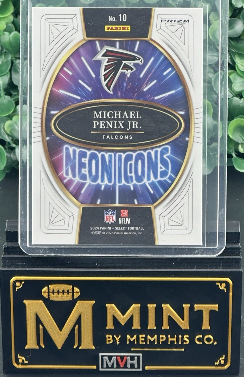 MICHAEL PENIX JR.  2024 PANINI SELECT NEON ICONS FALCONS #10 SILVER PRIZM RC