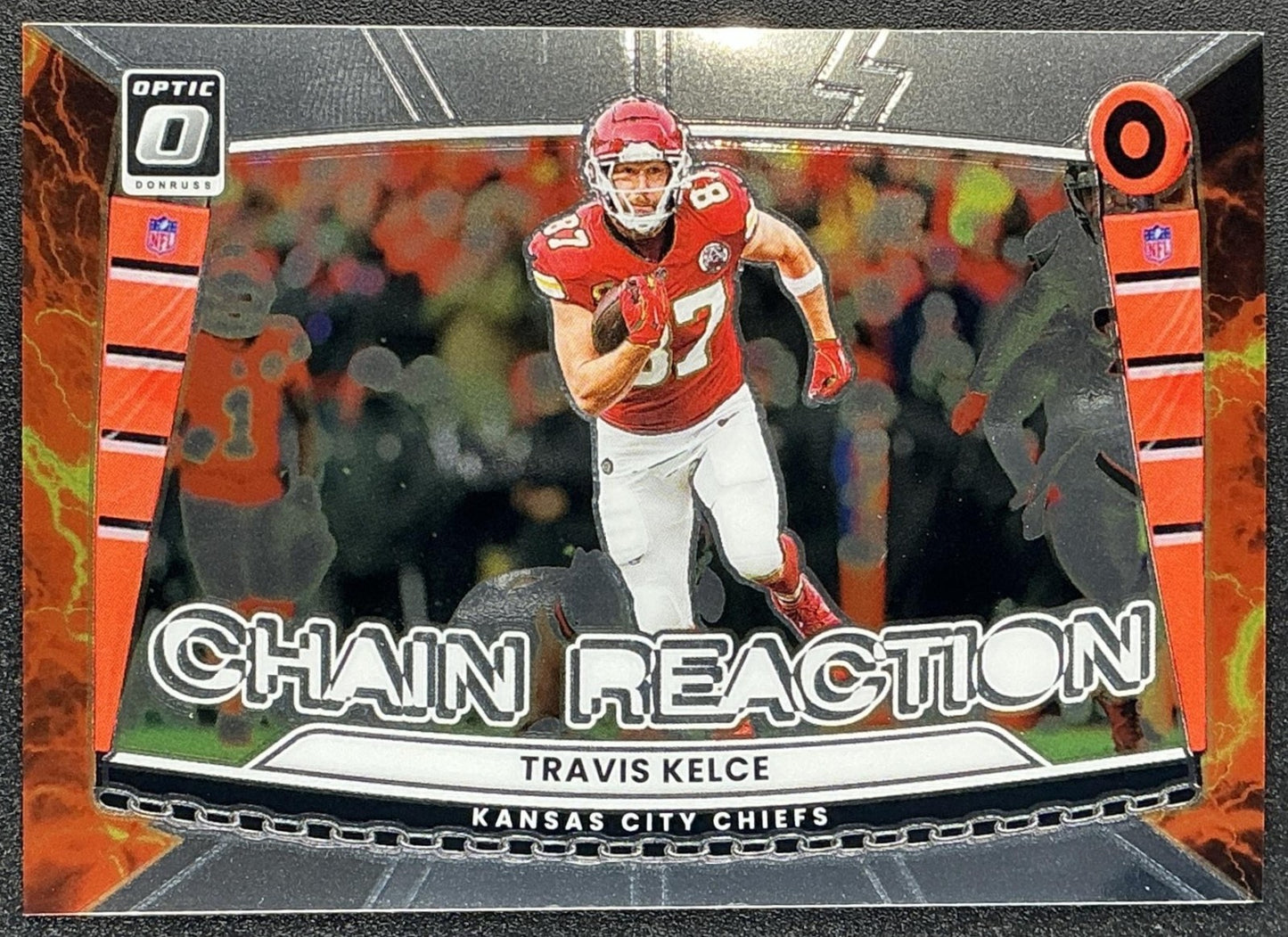 TRAVIS KELCE 2025 PANINI DONRUSS OPTIC #7 CHAIN REACTION CHIEFS