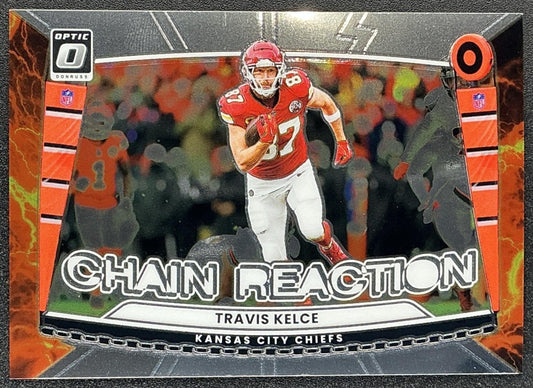 TRAVIS KELCE 2025 PANINI DONRUSS OPTIC #7 CHAIN REACTION CHIEFS
