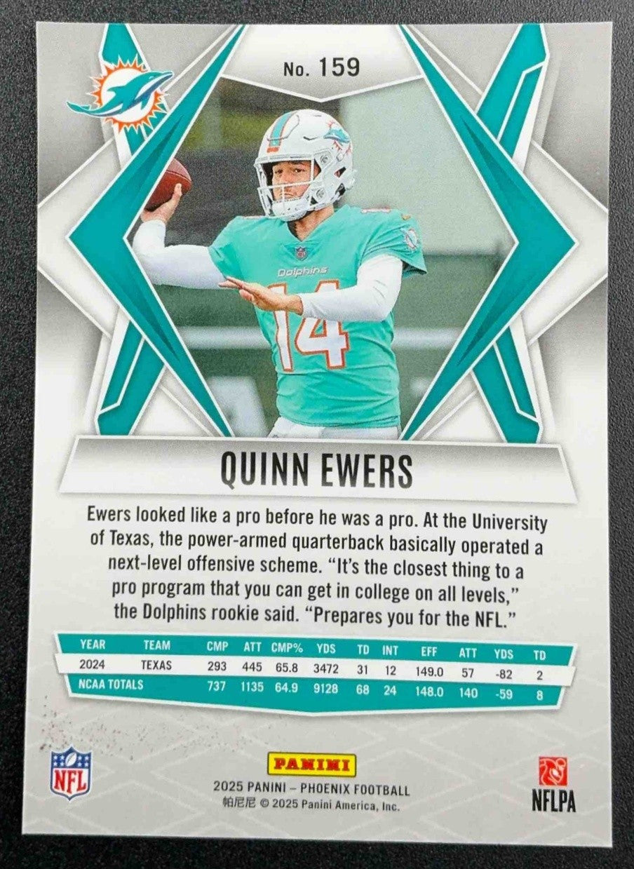 QUINN EWERS 2025 PANINI PHOENIX #159 SILVER RC DOLPHINS