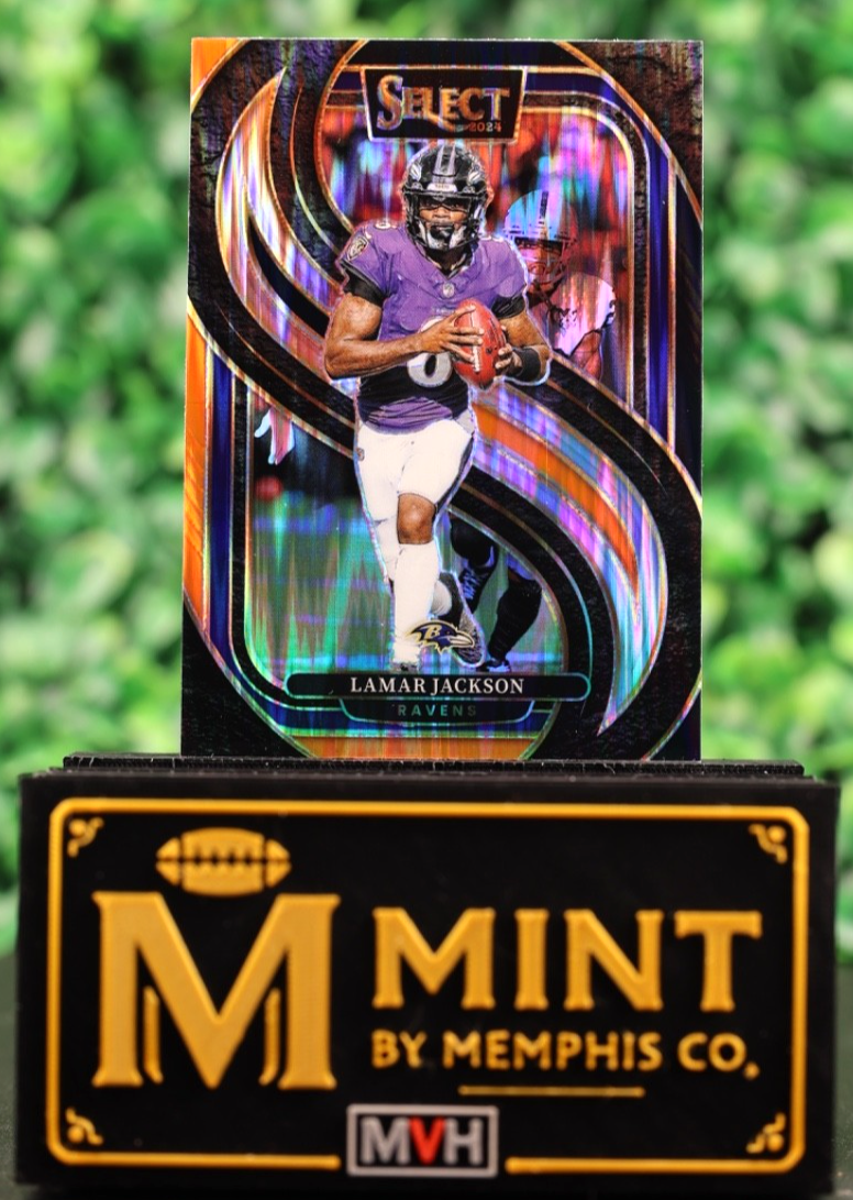 LAMAR JACKSON 2024 PANINI SELECT - PREMIER LEVEL #121 BLACK & RED SHOCK PRIZM