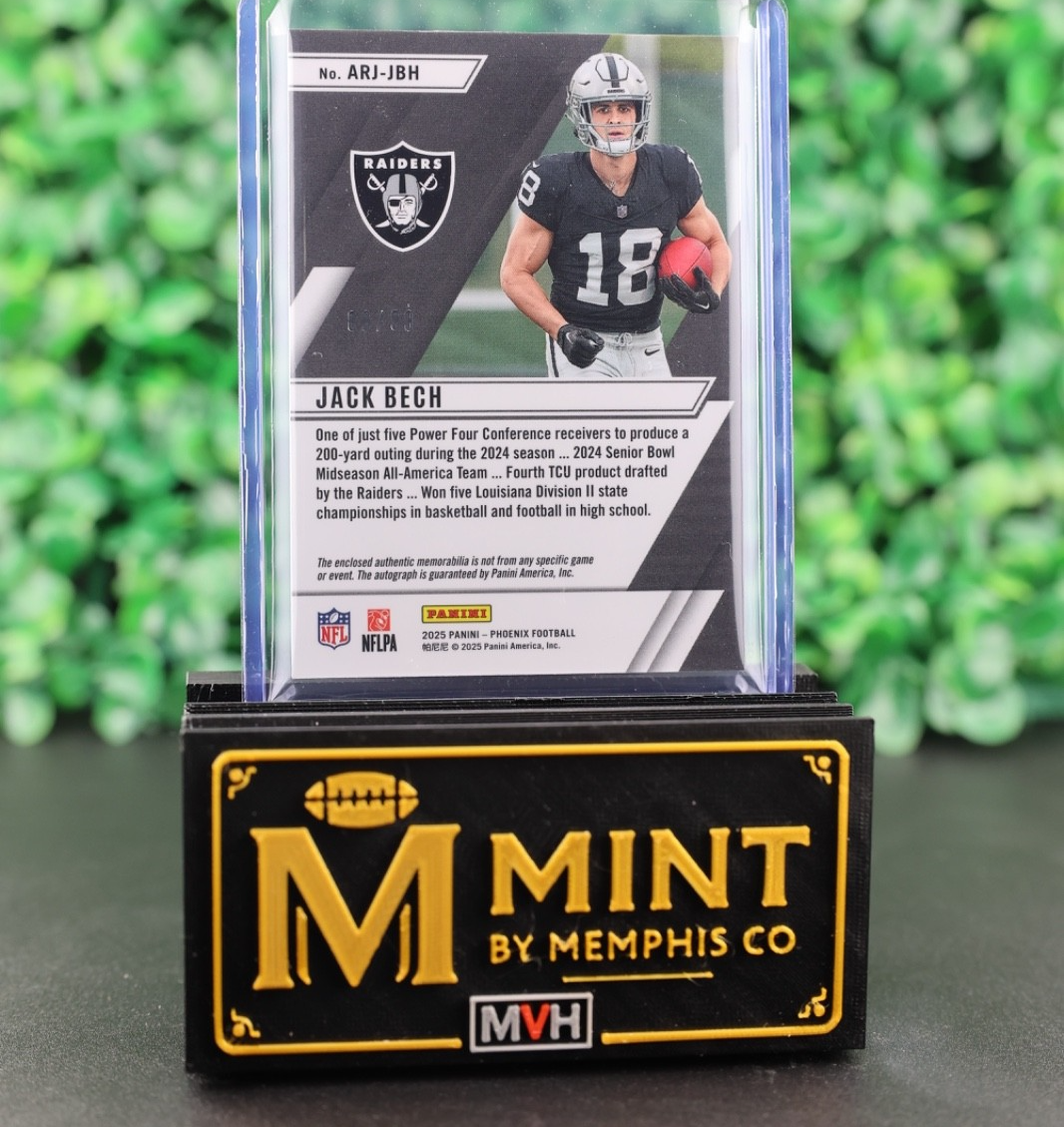 JACK BECH 2025 PHOENIX PANDORA ASCENSION ROOKIE RC PATCH AUTO /99 RAIDERS RPA