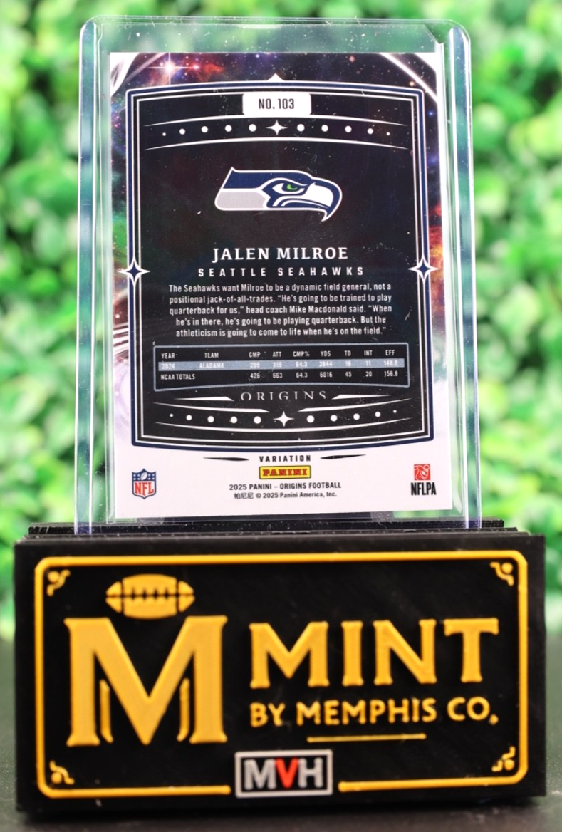 JALEN MILROE 2025 ORIGINS VARIATION RC WHITE SEAHAWKS #103