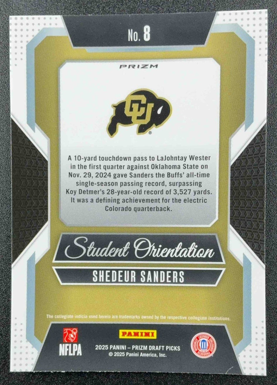 2025 Panini Prizm Draft Picks Shedeur Sanders #8 Student Orientation Red Ice