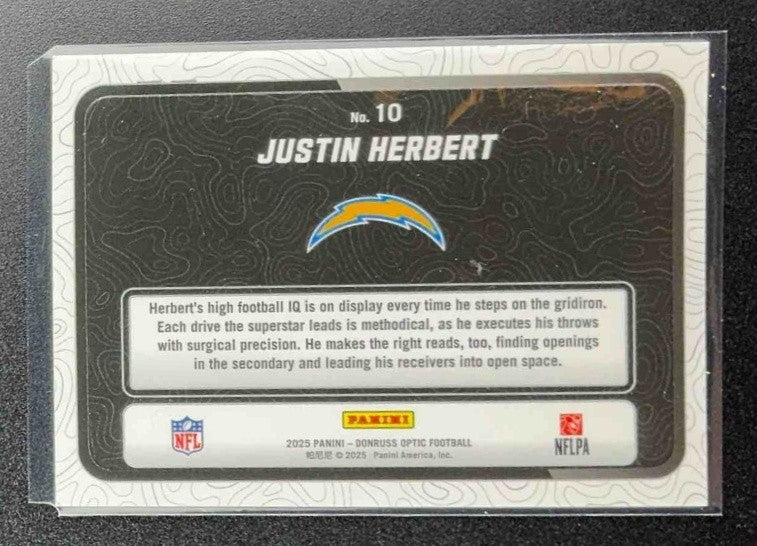 JUSTIN HERBERT 2025 PANINI DONRUSS OPTIC #10 PASSING GRADE CHARGERS