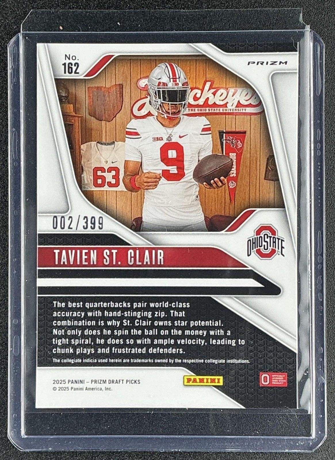 2025 Panini Prizm Draft Picks Tavien St. Clair #162 Red /399 Rated Prospect