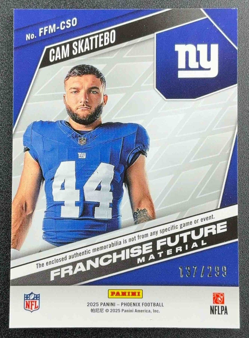 2025 Panini Phoenix Cam Skattebo #FFM-CSO Franchise Future Material /299 MEM RC