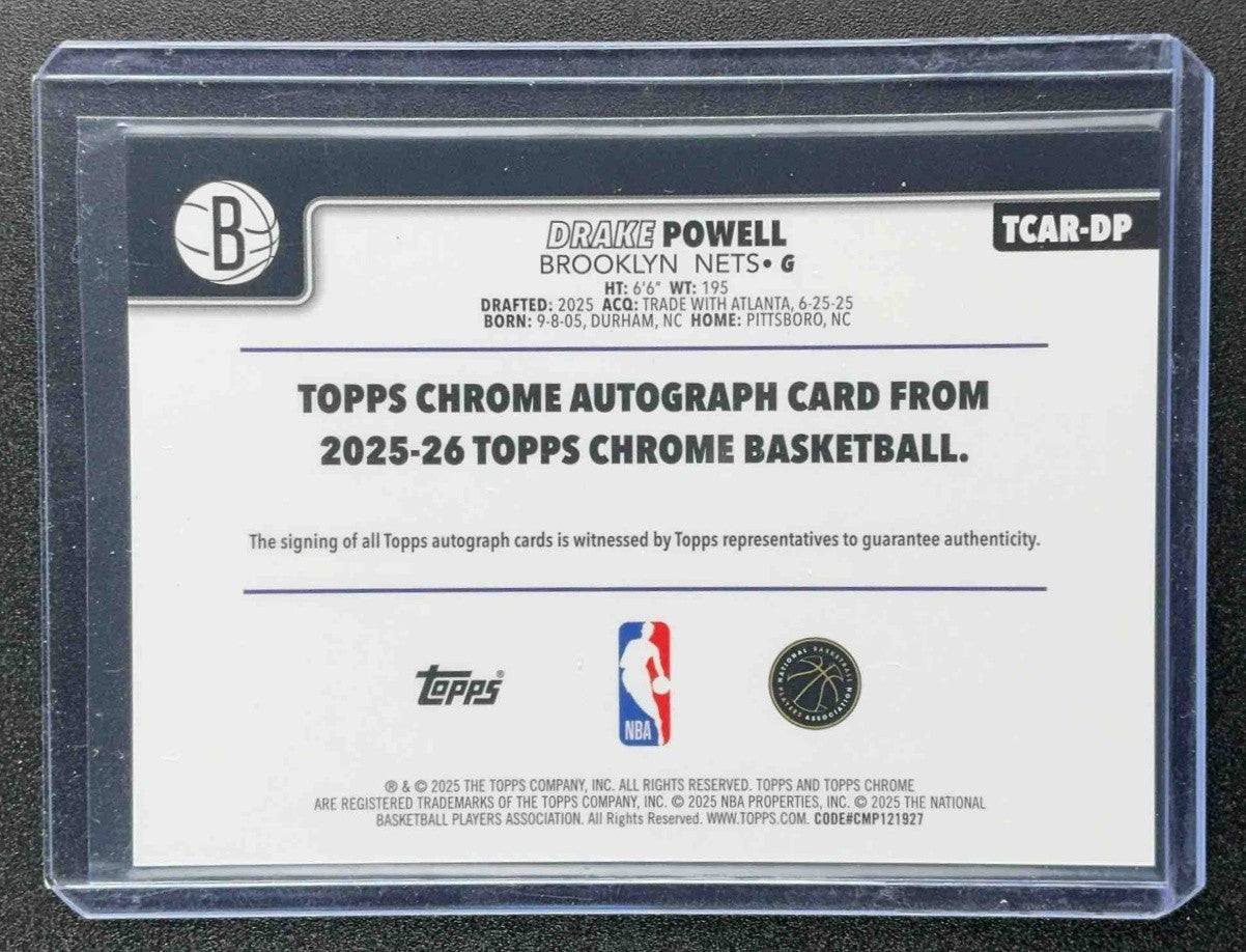 DRAKE POWELL 2025-26 TOPPS CHROME #TCAR-DP ROOKIE AUTO RC NETS