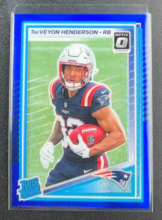 2025 Panini Donruss Optic TreVeyon Henderson #248 Rated Rookie Blue Hyper Prizm