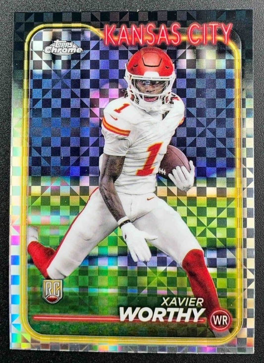 XAVIER WORTHY 2024 TOPPS CHROME #208 X-FRACTOR RC CHIEFS