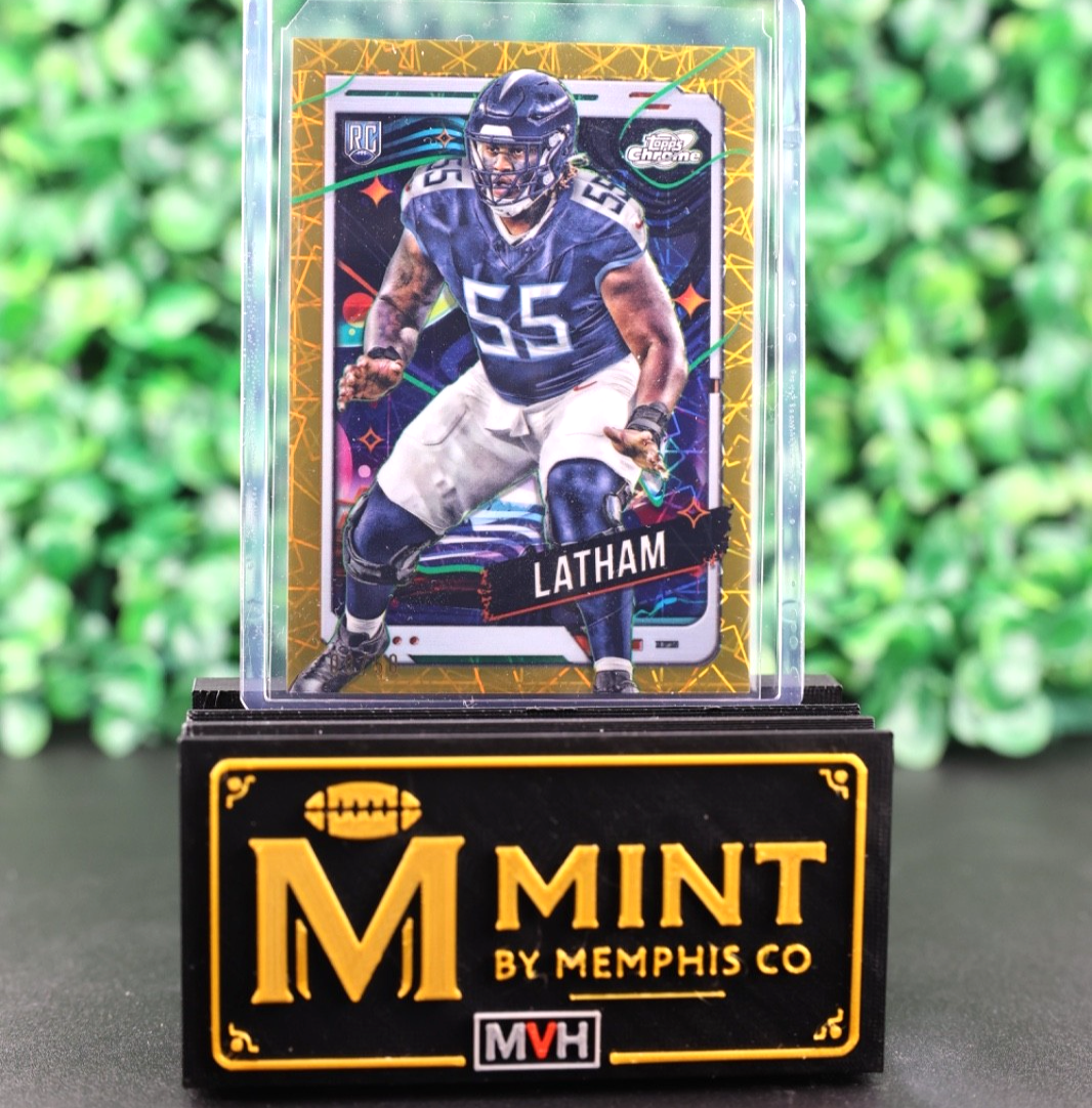 JC LATHAM 2024 TOPPS CHROME COSMIC RC GOLD INTERSTELLAR REFRACTOR SSP /50 TITANS