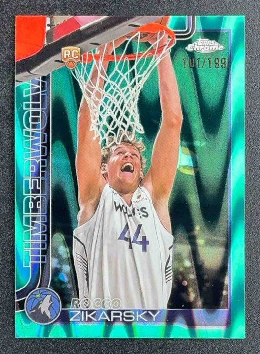 2025 Topps Chrome Rocco Zikarsky #296 RayWave Aqua Refractor /199 RC