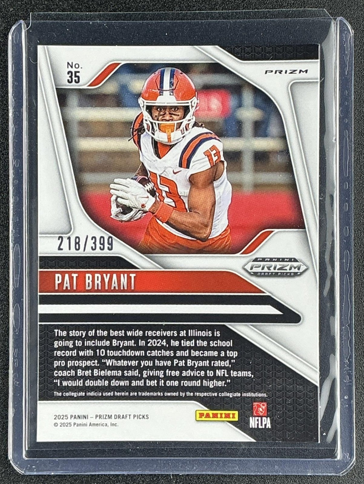 PAT BRYANT 2025 PANINI PRIZM DRAFT PICKS #35 RED 218/399 RC FIGHTING ILLINI