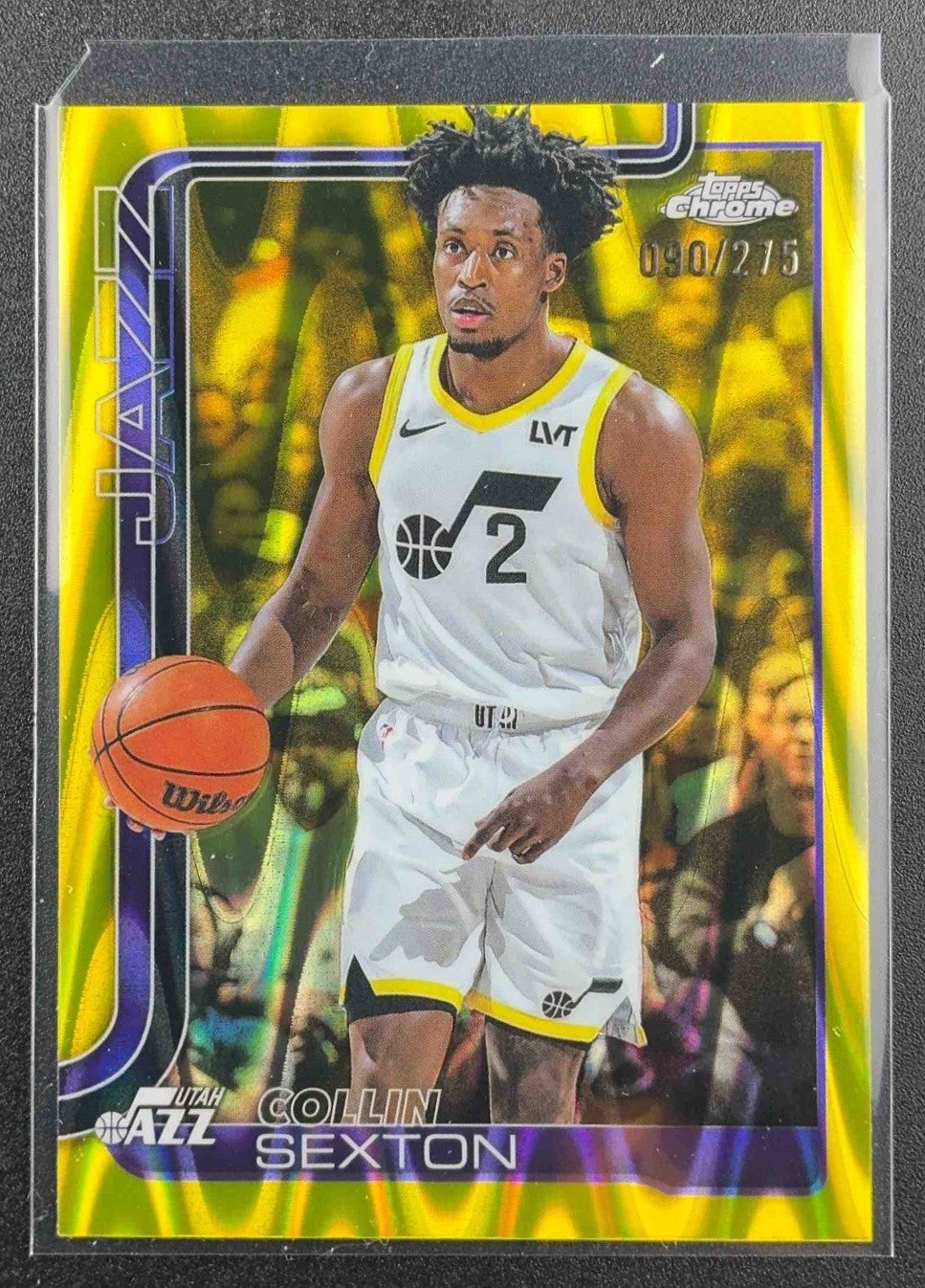 COLLIN SEXTON 2025-26 TOPPS CHROME #210 RAYWAVE YELLOW REFRACTOR 90/275 JAZZ