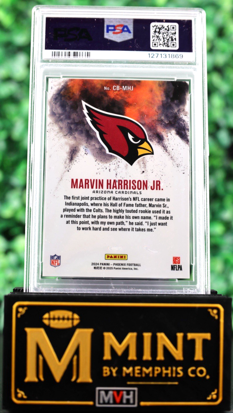 MARVIN HARRISON JR 2024 PANINI PHOENIX COLOR BLAST CASE HIT SSP RC PSA 9