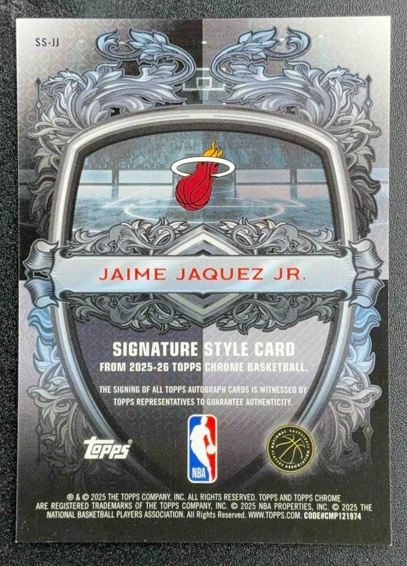 JAIME JAQUEZ JR 2025 TOPPS CHROME SIGNATURE STYLE BLACK REFRACTOR /10 AUTO SSP
