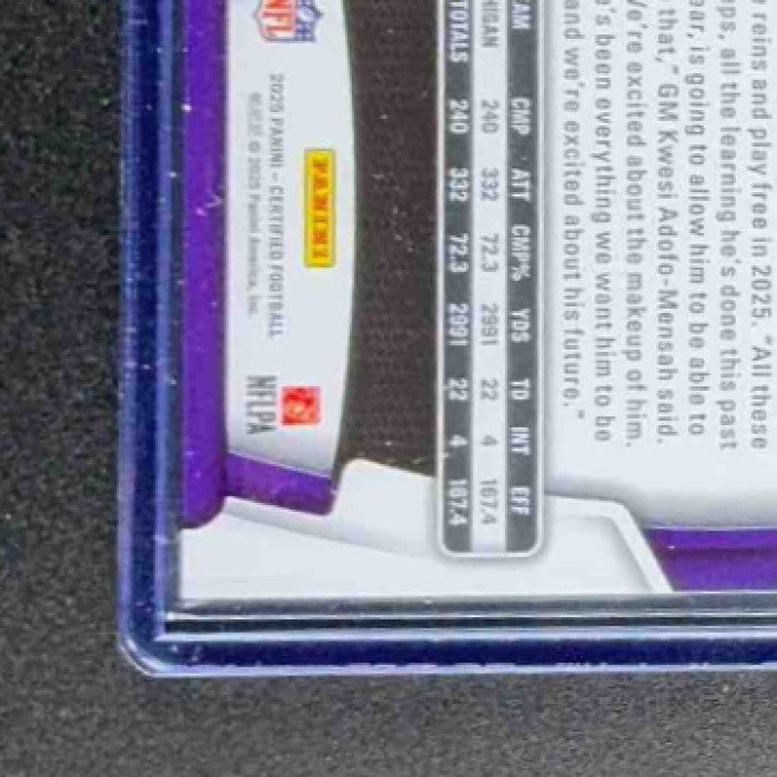 J.J. MCCARTHY 2025 PANINI CERTIFIED #66 MIRROR 382/399 VIKINGS