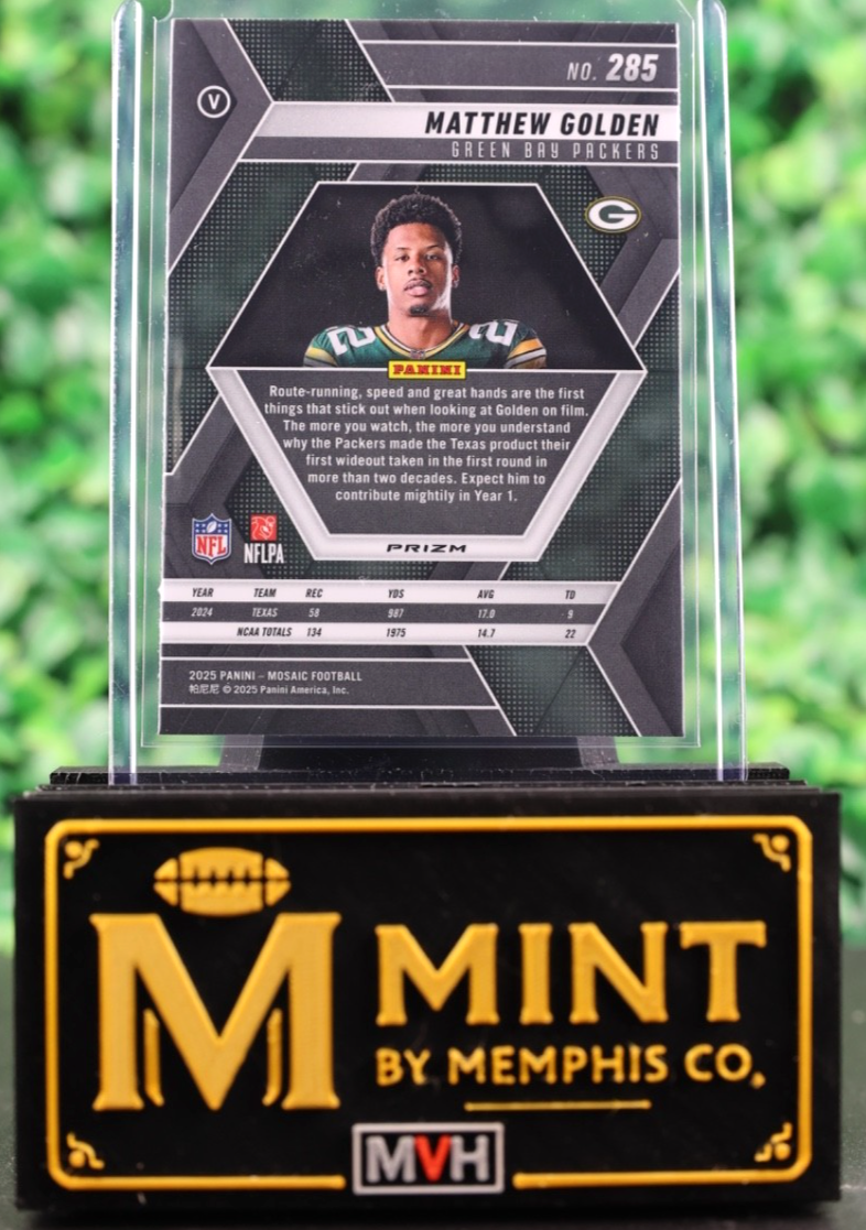 MATTHEW GOLDEN 2025 MOSAIC #285 RED PRIZM ROOKIE IMAGE VARIATION RC PACKERS