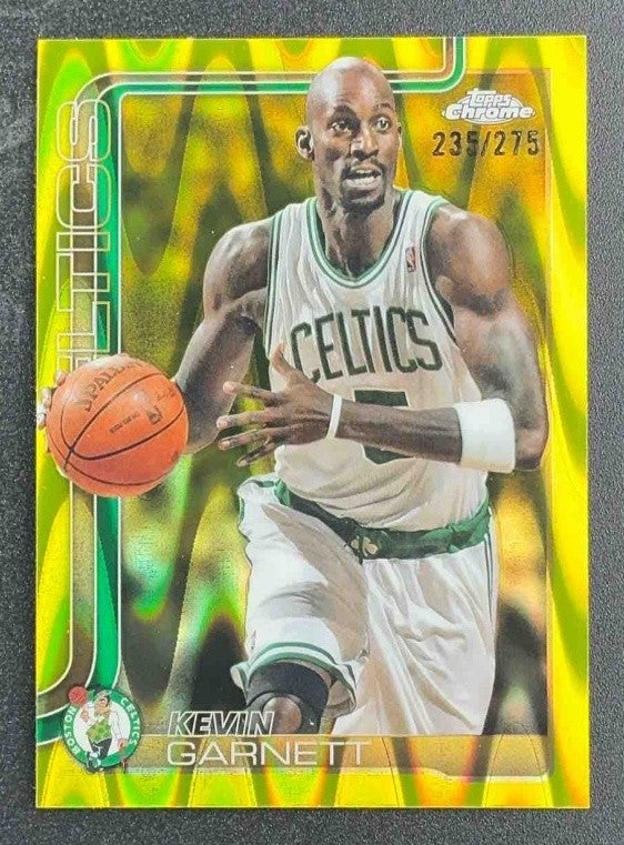 KEVIN GARNETT 2025-26 TOPPS CHROME #247 RAYWAVE YELLOW REFRACTOR 235/275 CELTICS