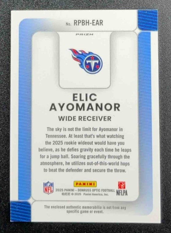 2025 PANINI DONRUSS OPTIC ELIC AYOMANOR ROOKIE PHENOMS BLUE HYPER PRIZM RC