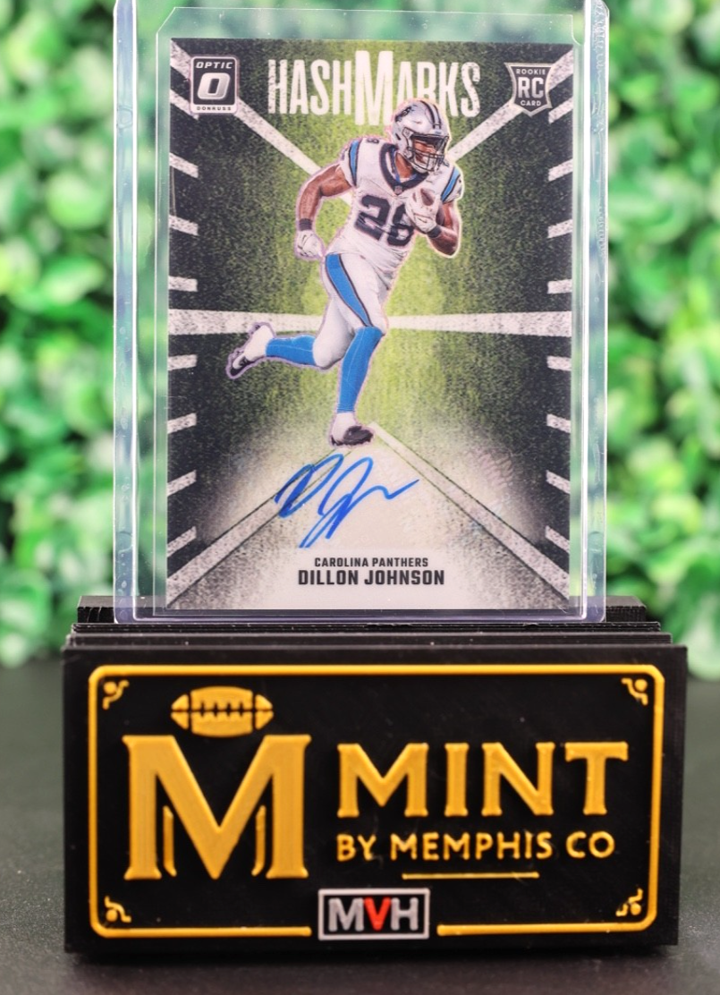 DILLON JOHNSON 2024 PANINI DONRUSS OPTIC HASHMARKS AUTO RC CAROLINA PANTHERS