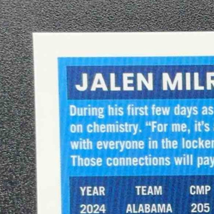 2025 Panini Donruss Optic Jalen Milroe #253 Rated Rookie Blue Hyper Prizm