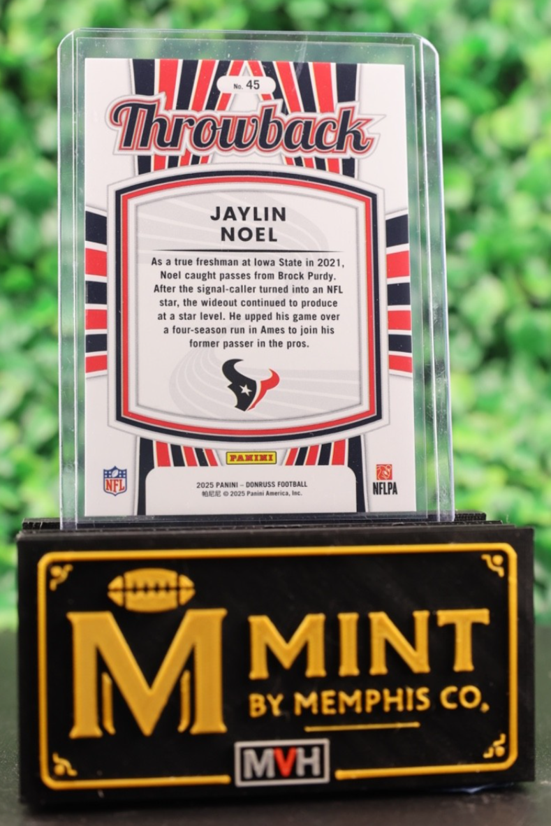 JAYLIN NOEL 2025 PANINI DONRUSS THROWBACK RATED ROOKIE HOUSTON TEXANS