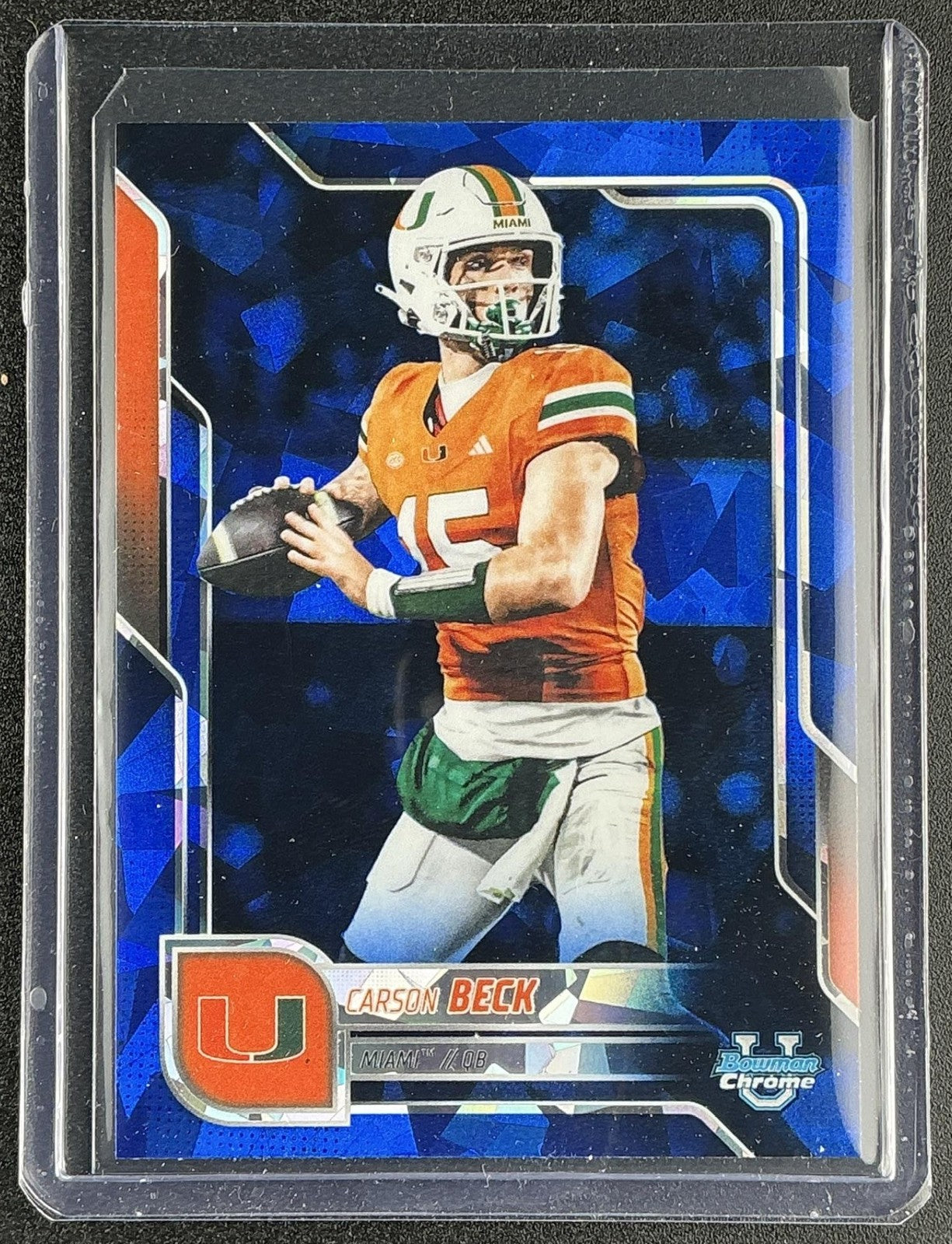 CARSON BECK 2025 BOWMAN CHROME UNIVERSITY SAPPHIRE #138 PROSPECT HURRICANES