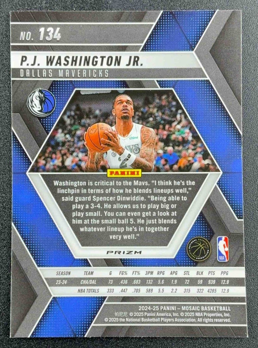 P.J. WASHINGTON JR. 2024-25 PANINI MOSAIC #134 INTERNATIONAL MOSAIC MAVERICKS