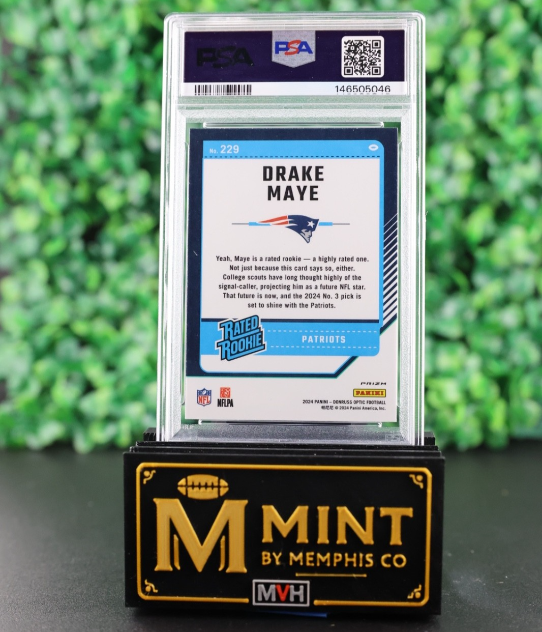 DRAKE MAYE  2024 PANINI DONRUSS OPTIC RATED ROOKIE RC #229 HOLO PATRIOTS