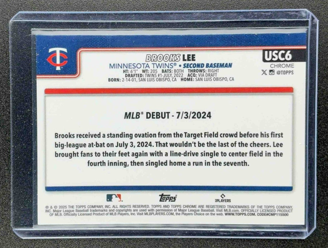 BROOKS LEE 2025 TOPPS CHROME UPDATE #USC6 GREEN WAVE REFRACTOR 9/99 RC TWINS