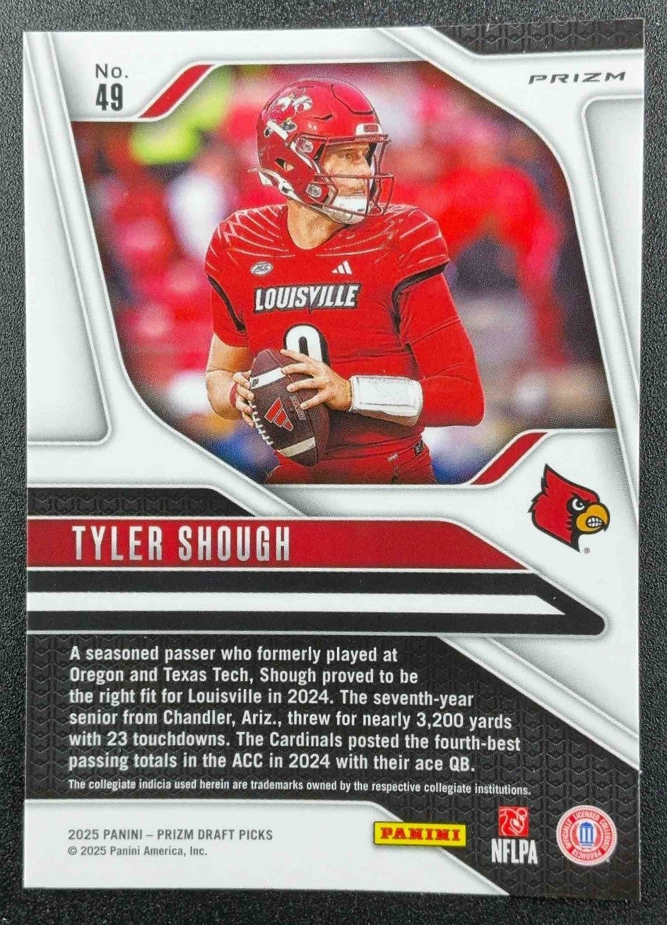 TYLER SHOUGH 2025 PANINI PRIZM DRAFT PICKS #49 RED ICE RC CARDINALS