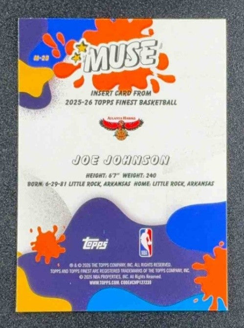 JOE JOHNSON 2025-26 TOPPS FINEST #M-28 MUSE X-FRACTOR HAWKS