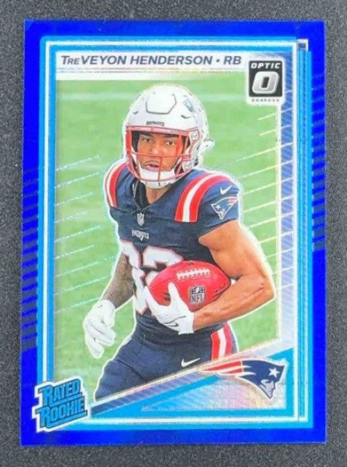 2025 Panini Donruss Optic TreVeyon Henderson #248 Rated Rookie Blue Hyper Prizm