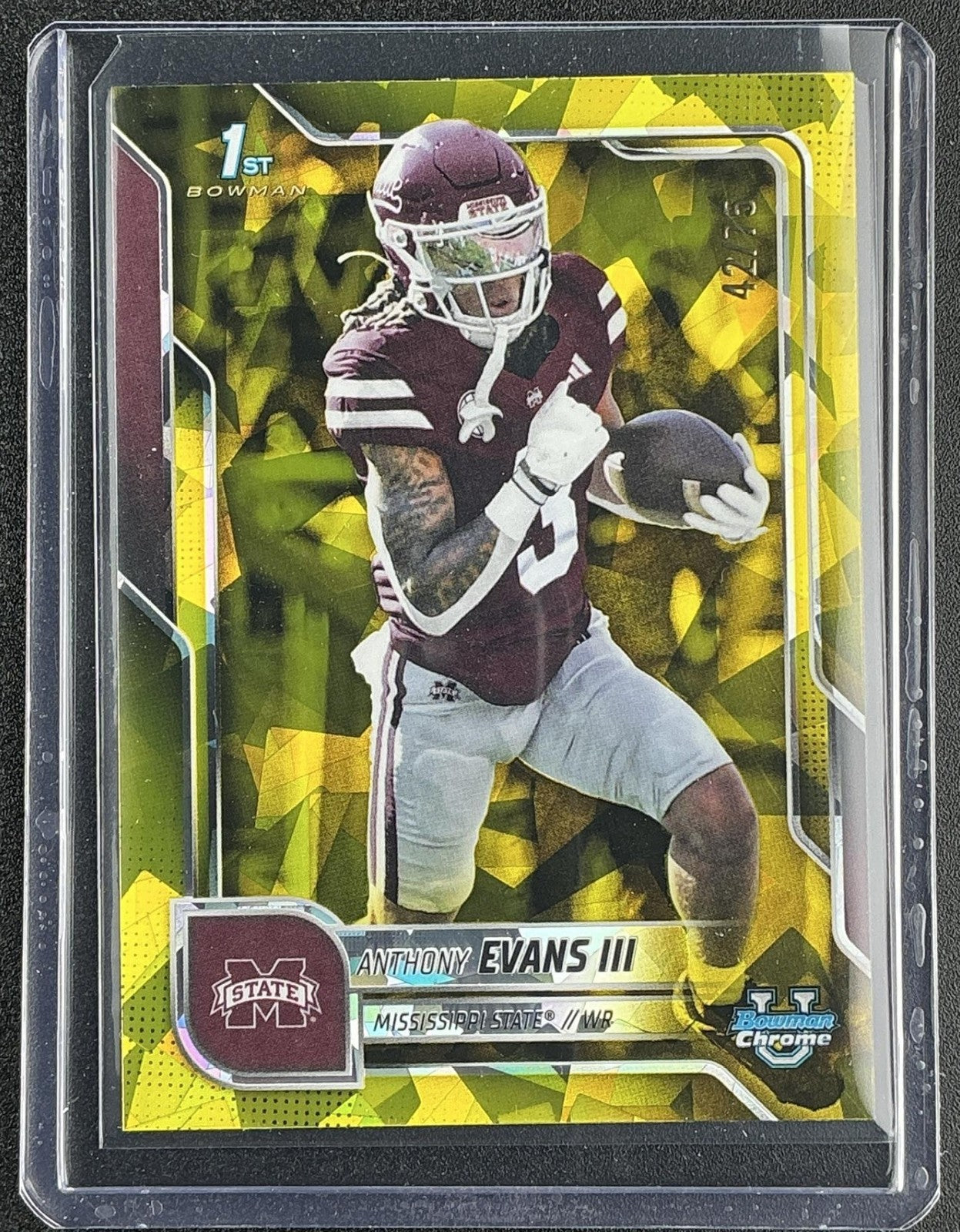 2025 Bowman Chrome University Sapphire Anthony Evans III #172 Yellow /75 1st