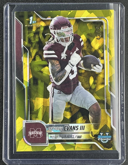 2025 Bowman Chrome University Sapphire Anthony Evans III #172 Yellow /75 1st