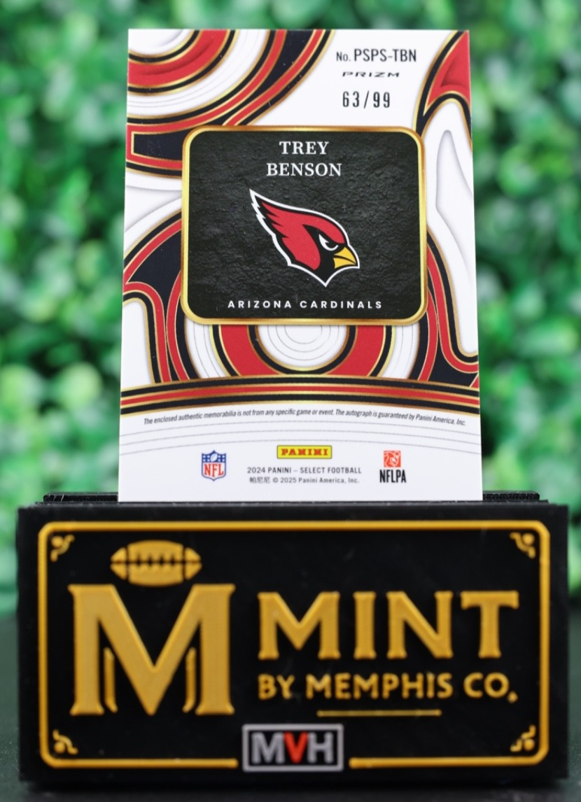 TREY BENSON 2024 SELECT PRIME SELECTIONS RPA RC PATCH AUTO /99 ARIZONA CARDINALS