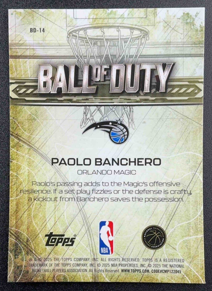 PAOLO BANCHERO 2025-26 TOPPS CHROME #BD-14 BALL OF DUTY MAGIC