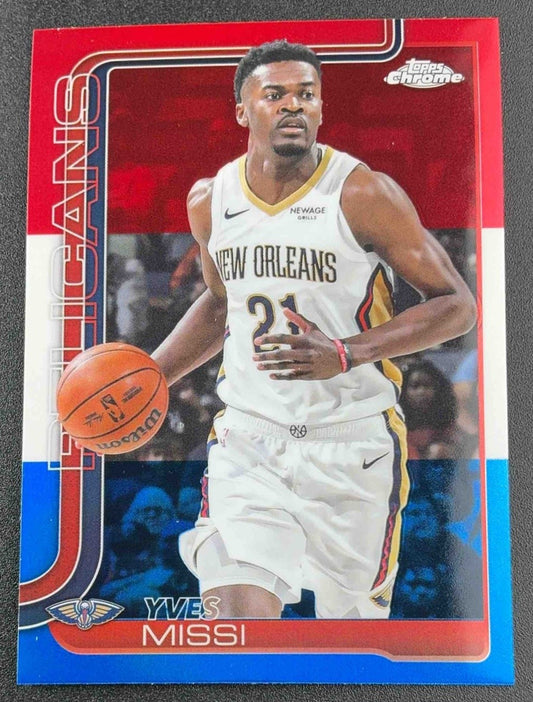 YVES MISSI 2025-26 TOPPS CHROME #102 RED, WHITE & BLUE REFRACTOR PELICANS