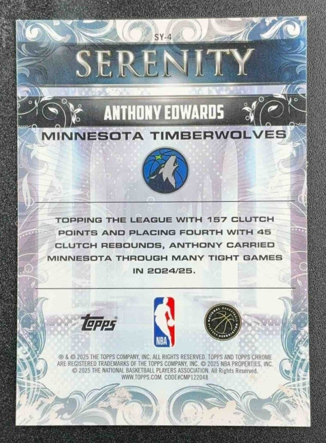 ANTHONY EDWARDS 2025-26 TOPPS CHROME #SY-4 SERENITY TIMBERWOLVES