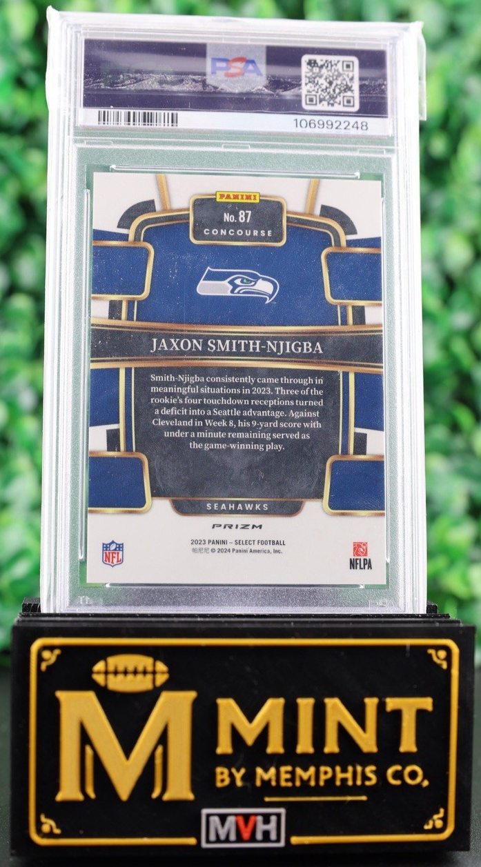 JAXON SMITH-NJIGBA 2023 SELECT DRAGON SCALE PRIZM RC /70 PSA 10 SSP SEAHAWKS