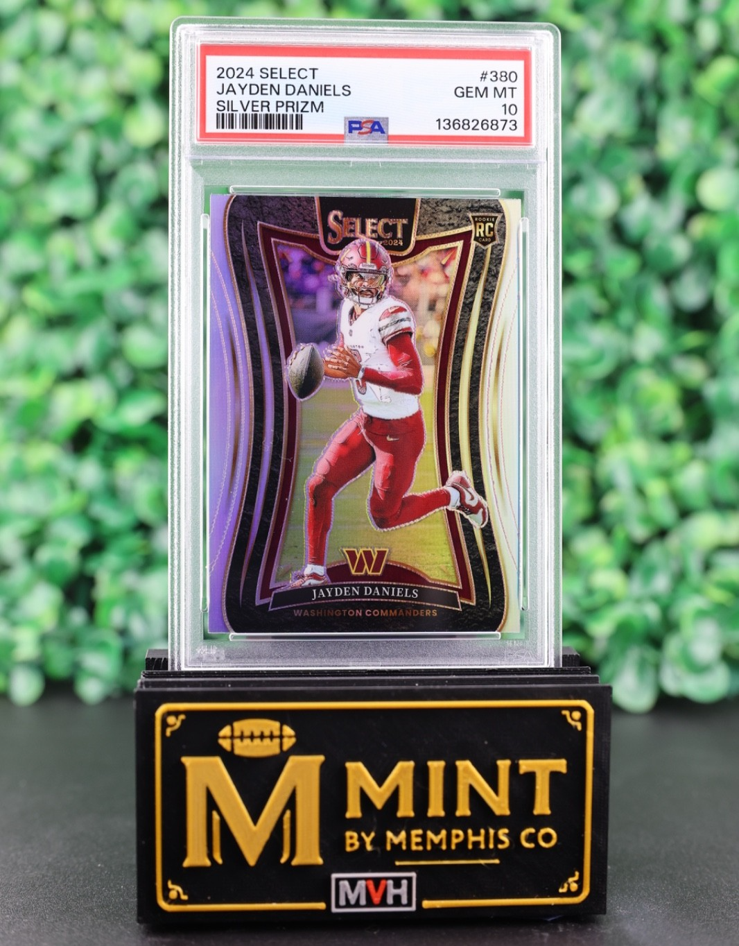 JAYDEN DANIELS 2024 SELECT SUITE LEVEL #380 SILVER PRIZM RC PSA 10 COMMANDERS