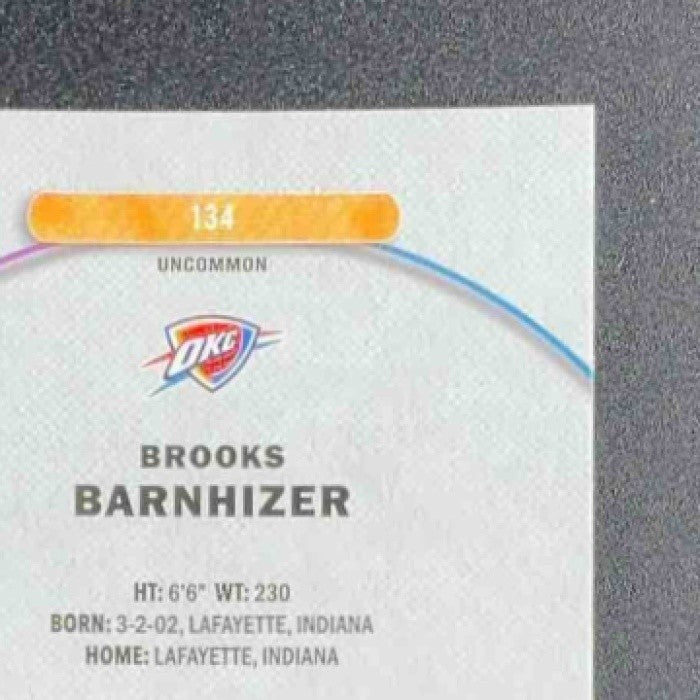 BROOKS BARNHIZER 2025-26 TOPPS FINEST #134 UNCOMMON RC THUNDER
