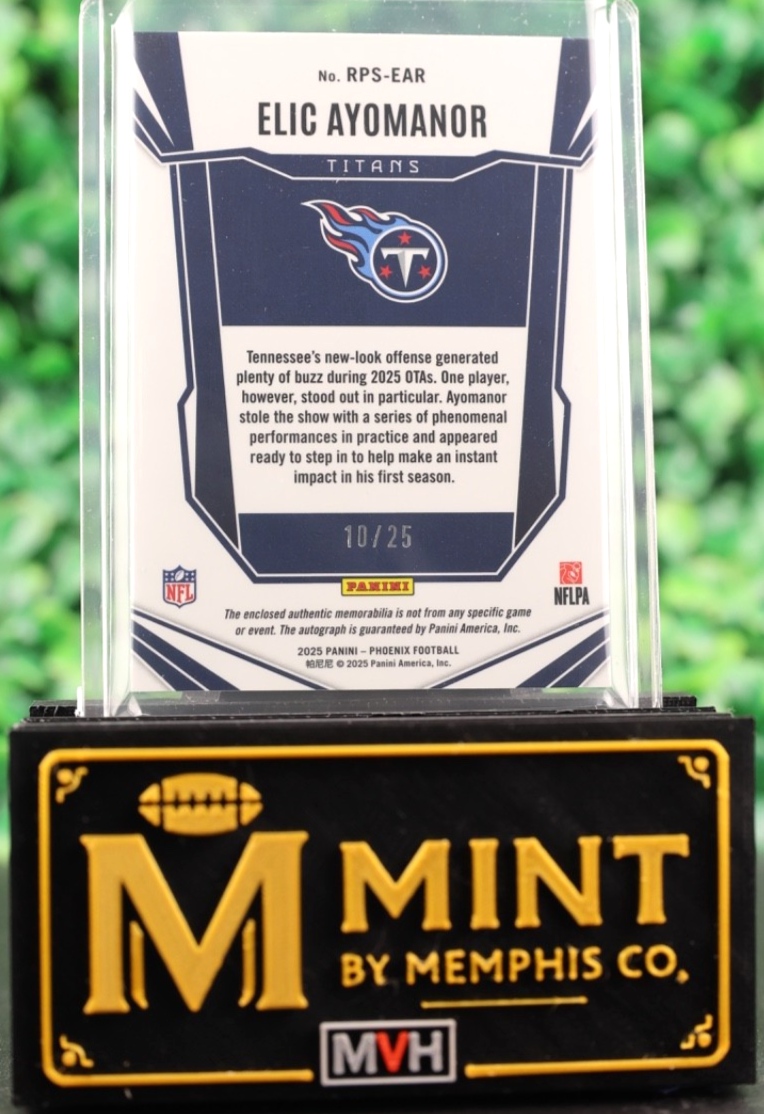 ELIC AYOMANOR 2025 PANINI PHOENIX COLORBURST FOTL SSP PATCH AUTO RC TITANS /25