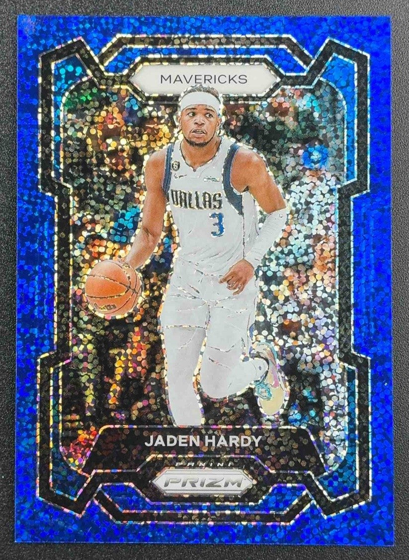 JADEN HARDY 2023-24 PANINI PRIZM #21 PRIZMS BLUE SPARKLE 21/144 MAVERICKS