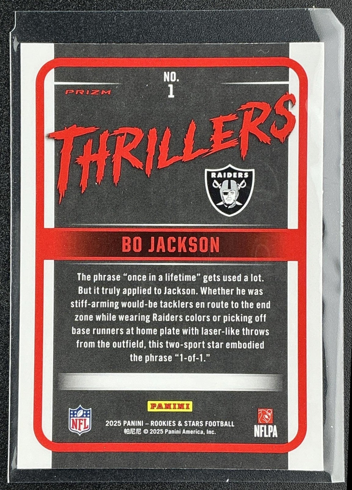 BO JACKSON 2025 PANINI ROOKIES & STARS #1 THRILLERS SILVER RAIDERS